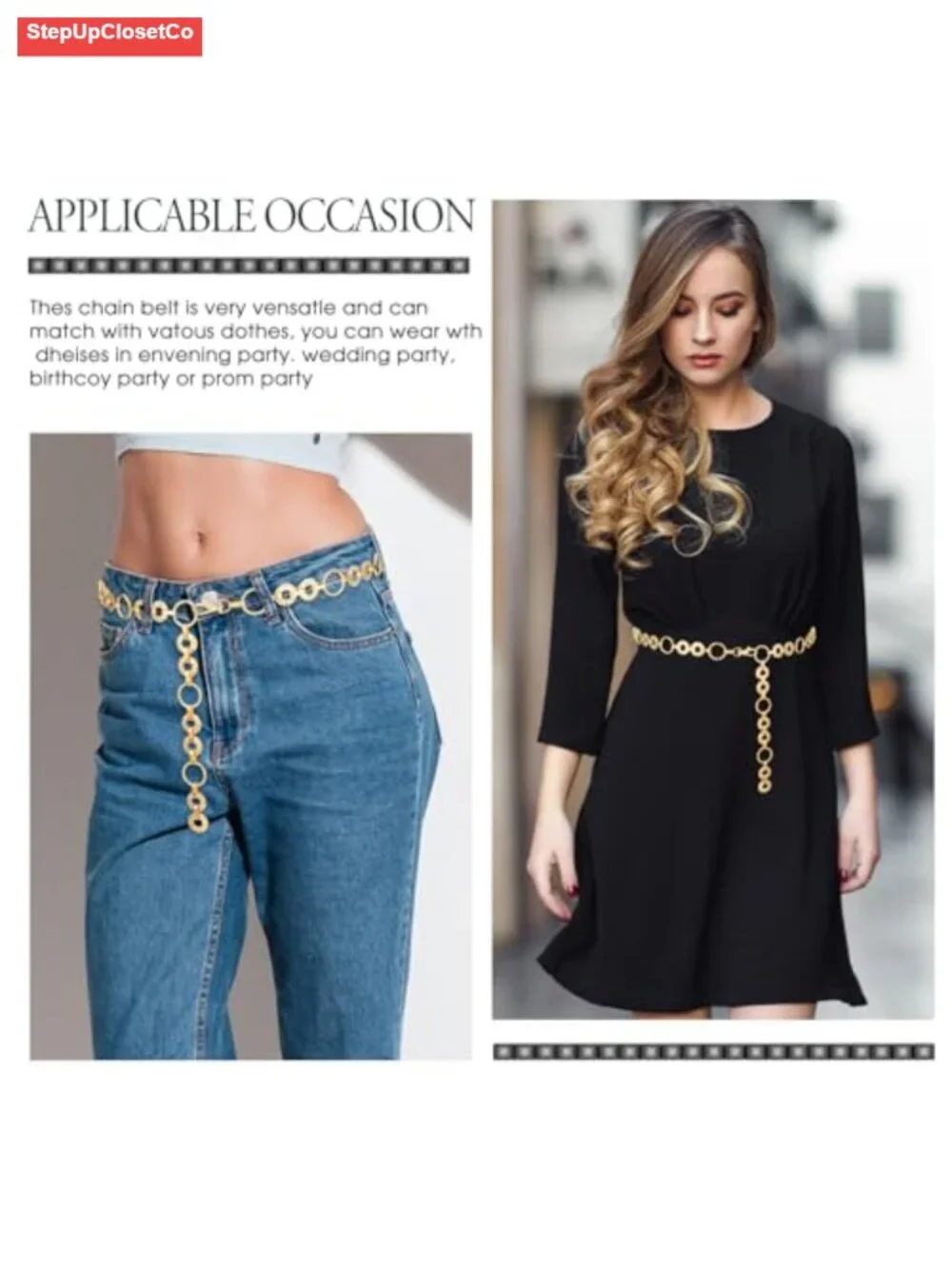 Multilayer Gold Waist Chain Belt Metal Body Link Belt Adjustable Plus Size